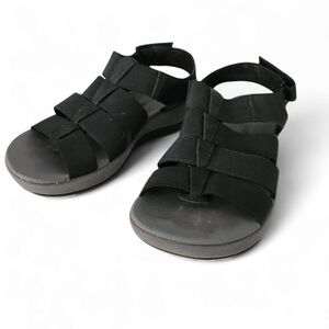 CLARKS Black Strappy Comfort Sandals – size 6